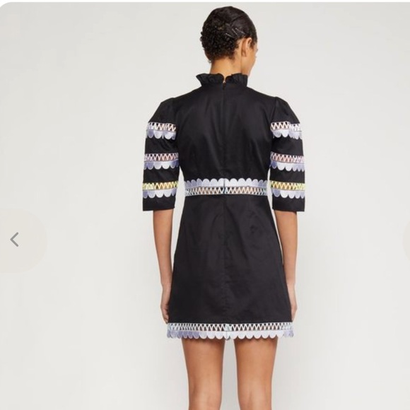 Cynthia Rowley Whitley Scallop Embroidered Black Dress - Picture 4 of 8